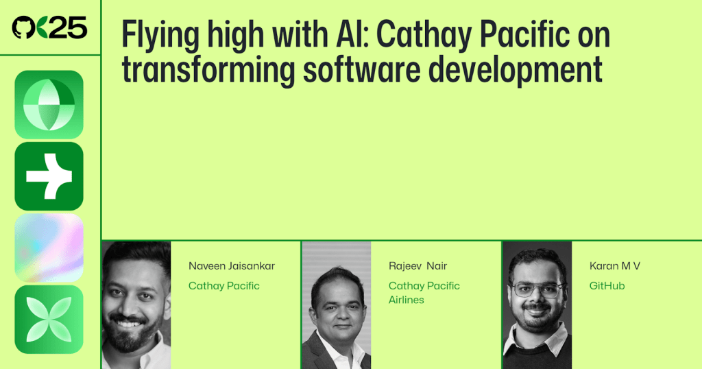 Conference slide titled ‘Flying high with AI: Cathay Pacific on transforming software.